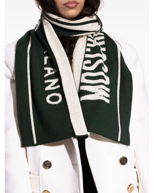 Moschino Black Milano-Logo Scarf
