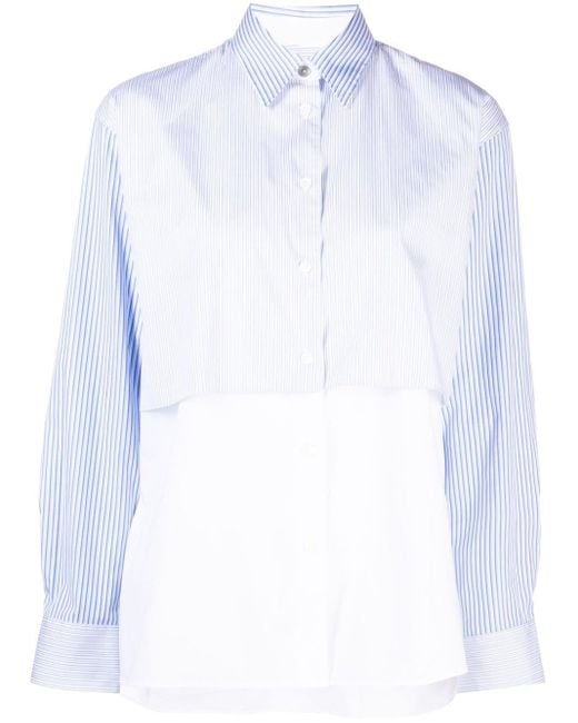 Camicia con inserti a righe di PS by Paul Smith in White
