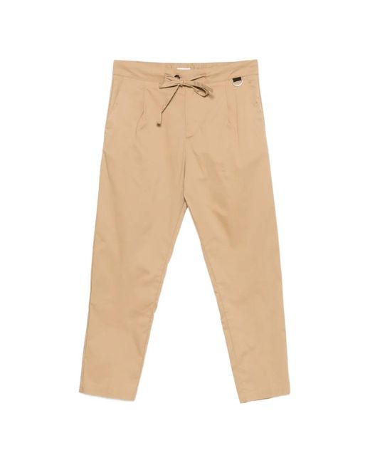 Officina 36 Natural Drawstring-Waist Pleated Trousers for men