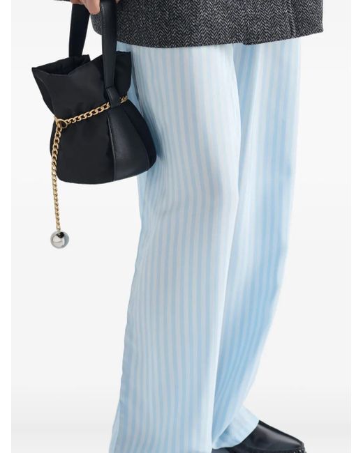 Prada Blue Striped Silk Trousers
