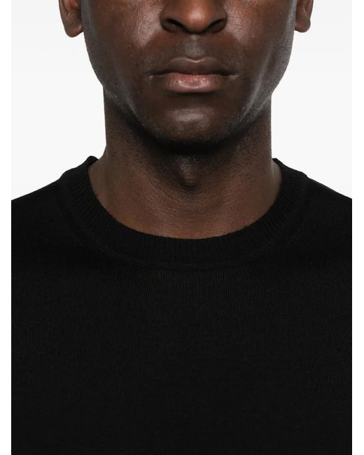 Emporio Armani Black Crew-Neck Virgin-Wool Sweater for men