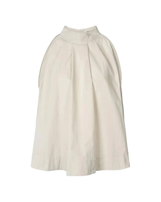 Rabens Saloner White High-Neck Blouse