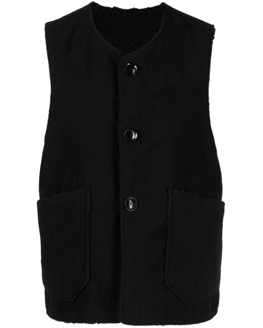 Engineered Garments Black Button-up Crew-neck Waistcoat for men