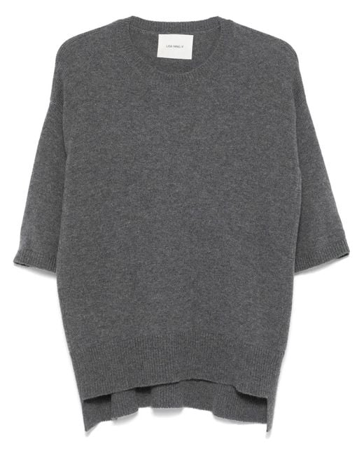 Lisa Yang Gray Mélange Cashmere Knitted Top