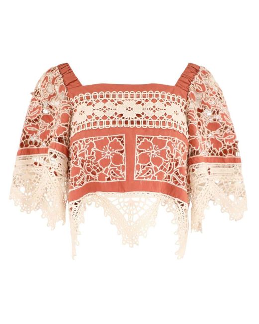 Sea Pink Joah Embroidered Crop Top
