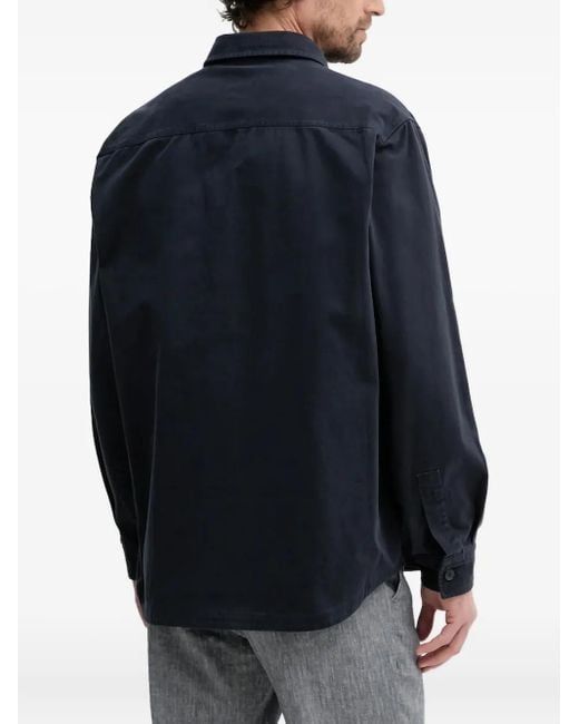 Boss Blue Patch-Pocket Long-Sleeve Shirt for men