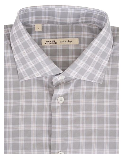 Maurizio Baldassari Gray Checked Button-Down Shirt for men