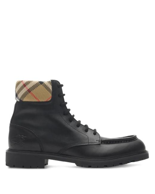 Burberry Black Combat Rogue Leather Boots for men