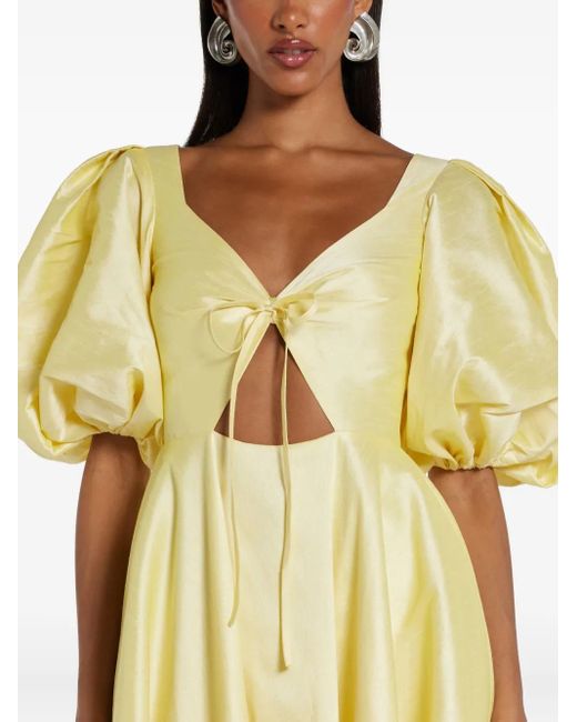 No Pise La Grama Yellow Pleated Midi Dress