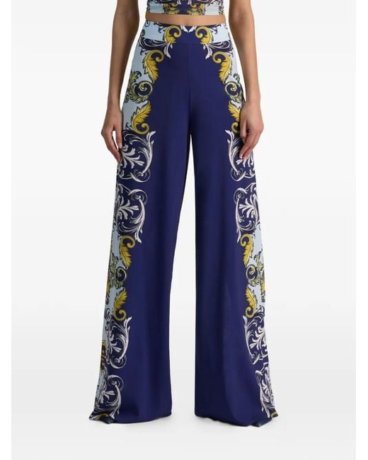 Alice + Olivia Blue Athena Wide-Leg Trousers