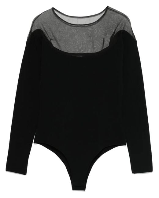 Body con panel semitranslúcido Mugler de color Black