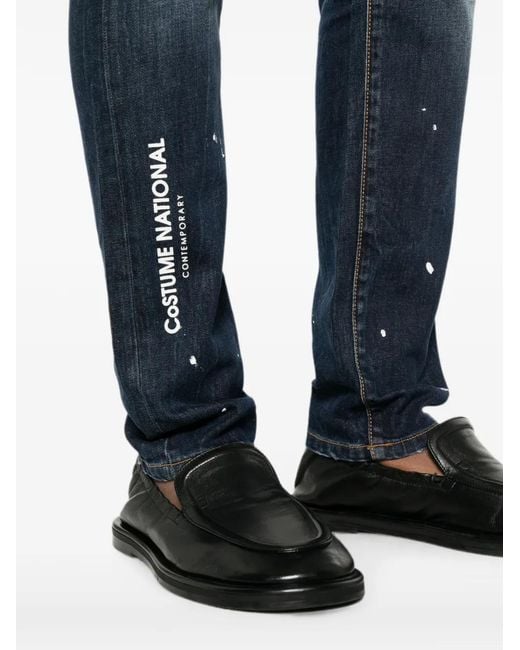 CoSTUME NATIONAL Blue Logo-Print Jeans for men