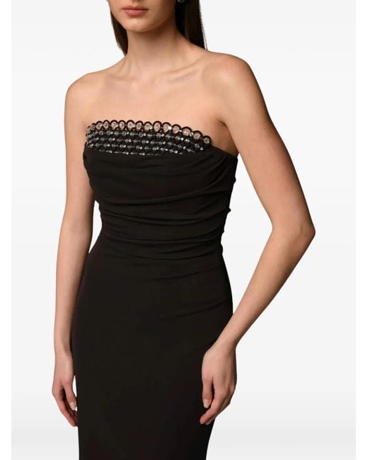 Nafsika Skourti Black Joni Midi Crystal-Embellished Dress