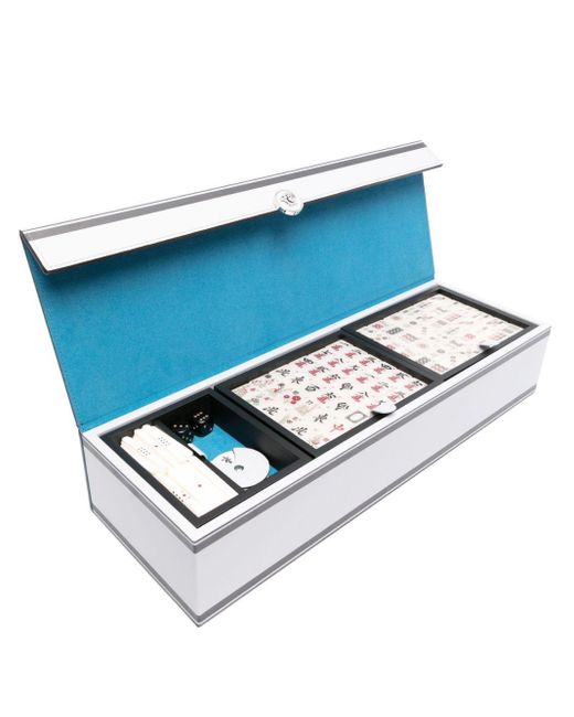 Set mahjong con stampa Barocco (52cm x 10.5cm) di Versace in Blue