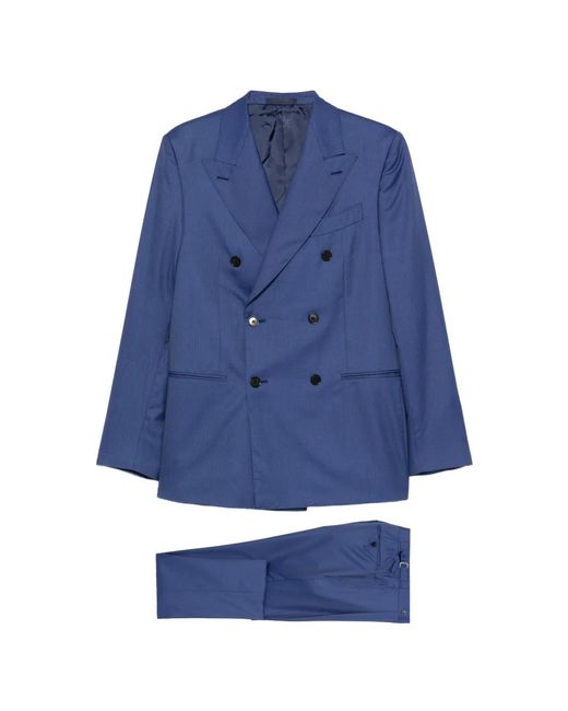 Caruso Blue Double-Breasted Suit for men