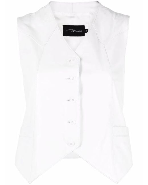 Manokhi White Button-Down Sleeveless Vest