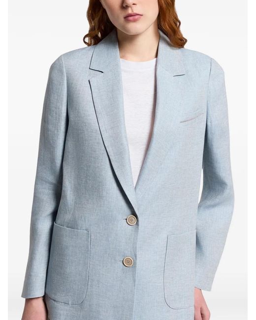 Peserico Gray Button Patch-Pocket Blazer