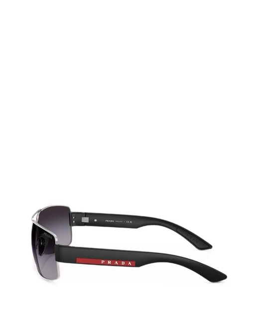 Prada White Gradient-Lens Rectangle-Frame Sunglasses