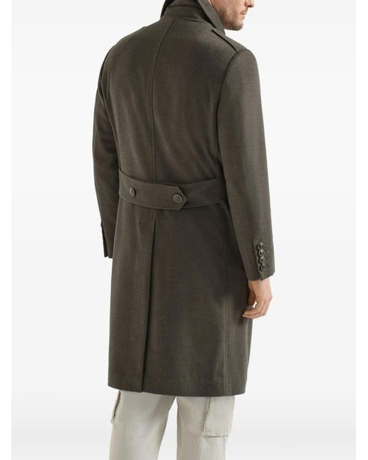 Brunello Cucinelli Green Lightweight Virgin-Wool Cloth One-And-A Half Breasted Coat With Peak-Lapels for men