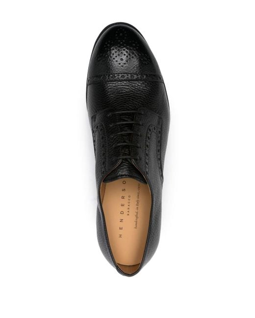 Henderson Black Perforated Leather Derby Shoes for men