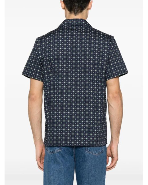 A.P.C. Blue Lloyd Geometric-Print Cotton Shirt for men