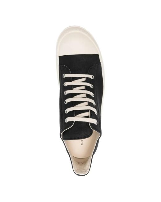 Rick Owens White Overdanded Round Leather Toe Lace-Up Sneakers for men