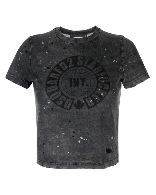 DSquared² Black T-Shirt mit Logo-Print
