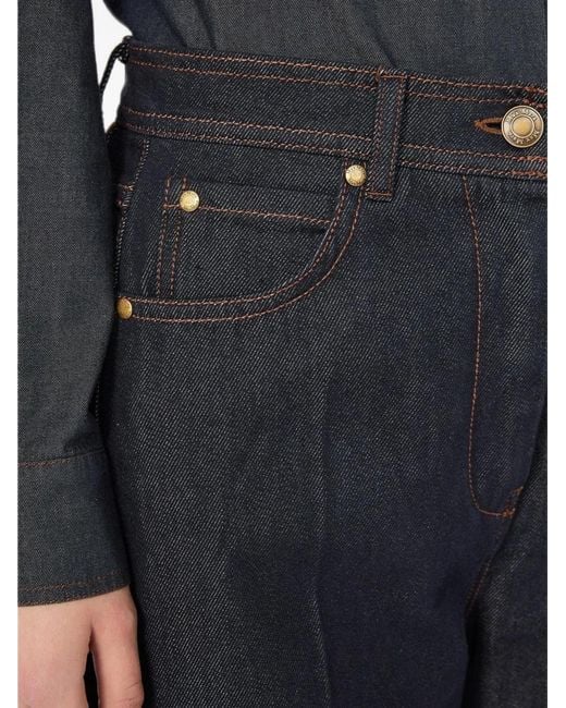 Max Mara Black Denim-Look Cotton Barrel-Leg Trousers