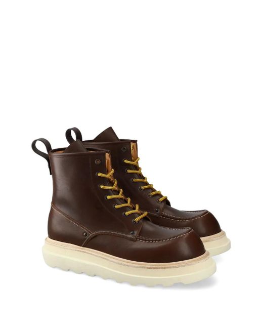 Premiata Brown Lace-Up Platform Boots for men