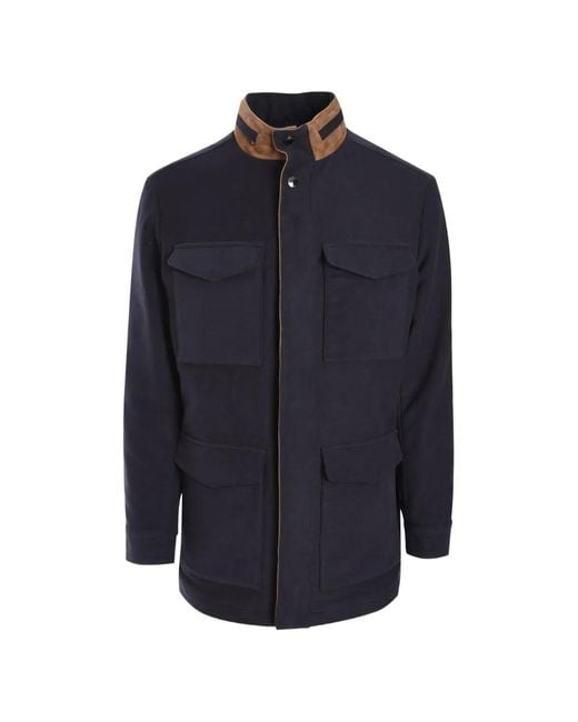 Luciano Barbera Blue Single-Breasted Coat for men