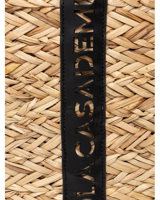 Lola Casademunt Black Logo-Perforated Interwoven Beach Bag