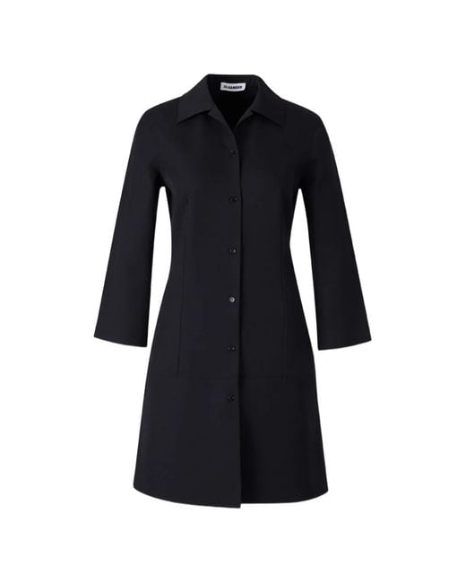 Jil Sander Black Button-Up Single-Breasted Coat