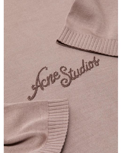Acne Pink Embroidered Knitted T-Shirt for men