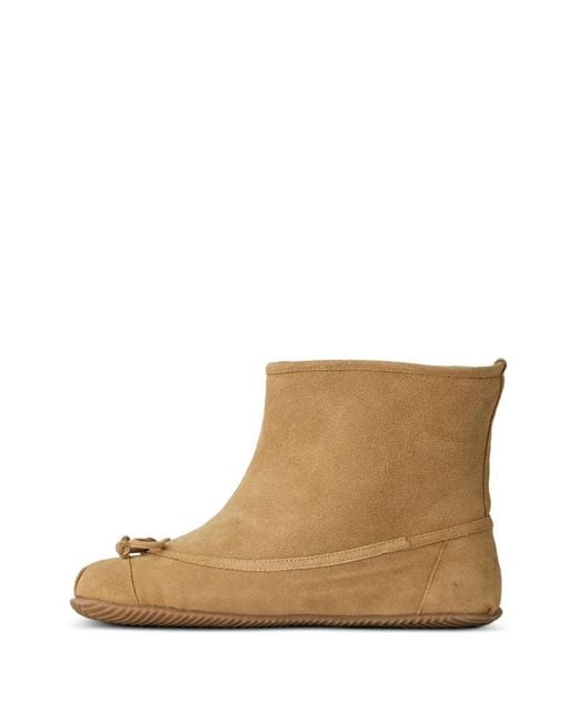 Abra Brown Bow-Detail Suede Ankle Boots