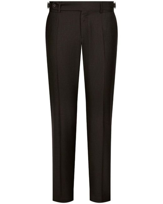 Dolce & Gabbana Black Tapered-leg Pinstripe-pattern Trousers for men