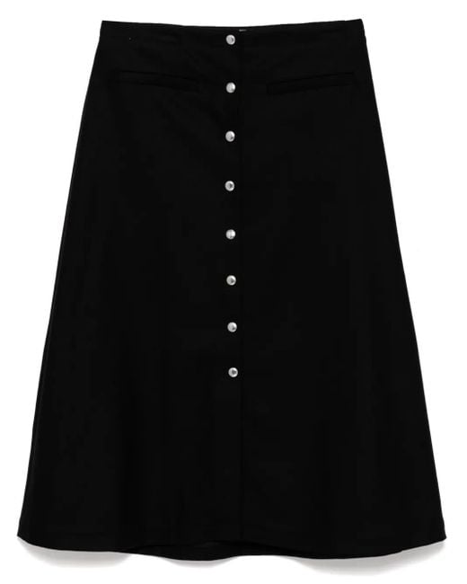 Maison Kitsuné Snaps Midi-Rok in het Black