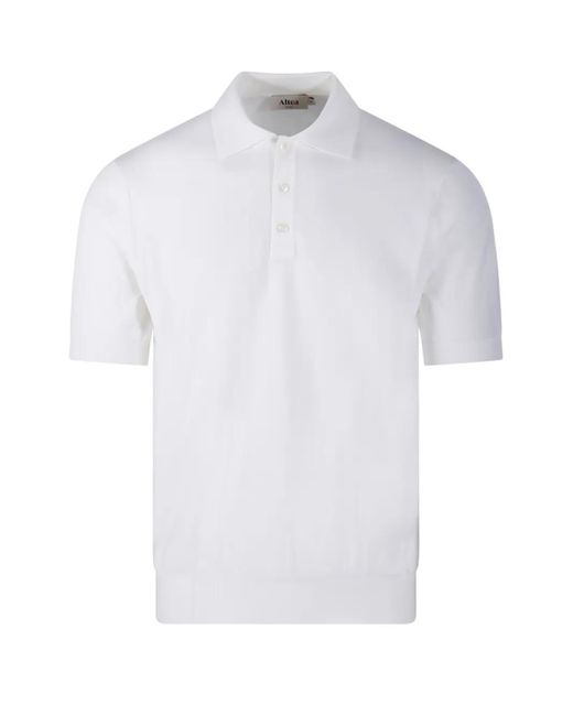 Altea White Button Polo Shirt for men