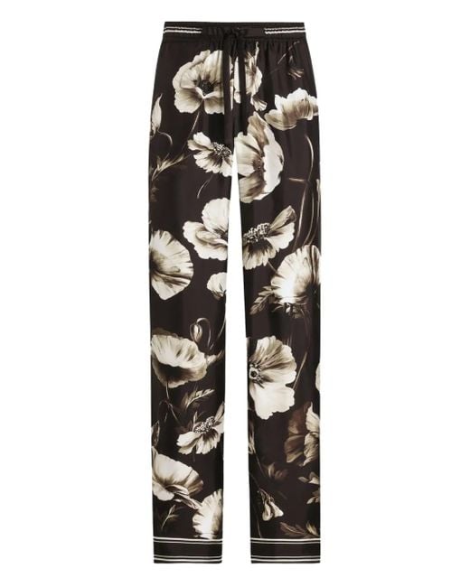Dolce & Gabbana Multicolor Poppy- Silk Twill Trousers for men