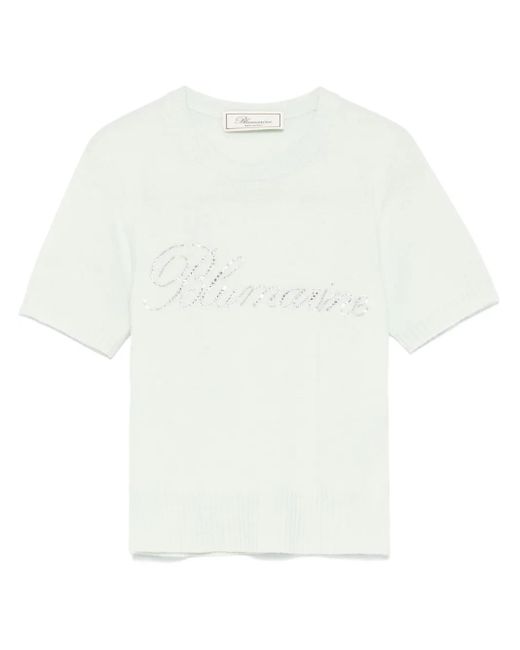 T-Shirt À Logo Appliqué Blumarine en coloris White