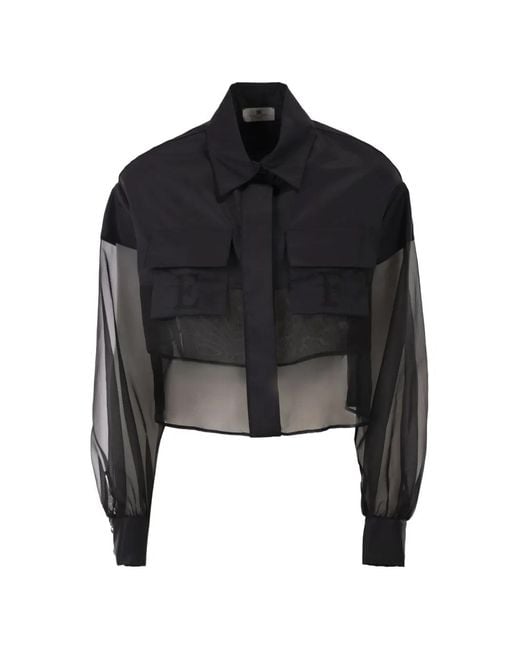 Elisabetta Franchi Black Ef Monogram-Embroidery Shirt
