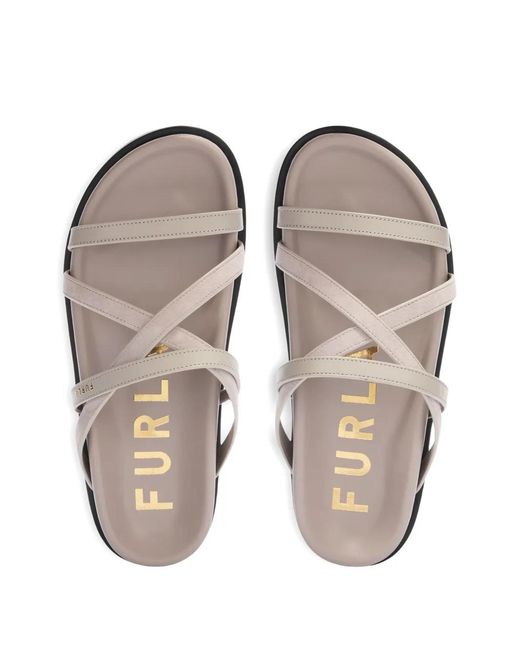 Furla White Solea Logo-Strap Sandals