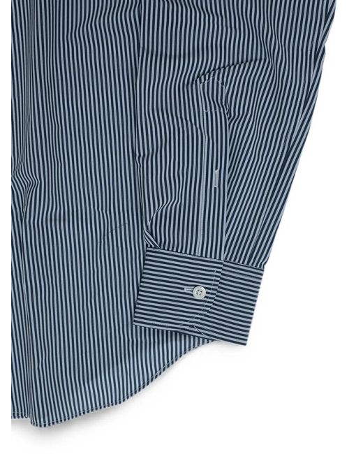 Corneliani Blue Striped Wrinkle-Free Shirt for men