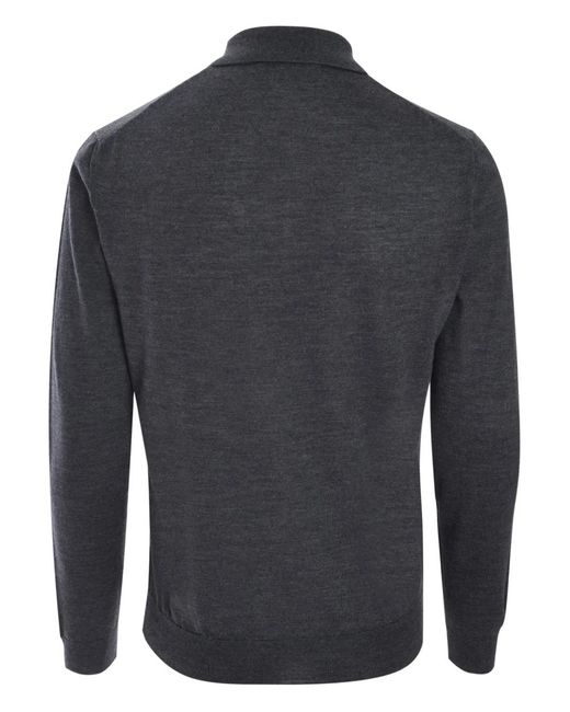 Corneliani Gray Knitted Polo Shirt for men