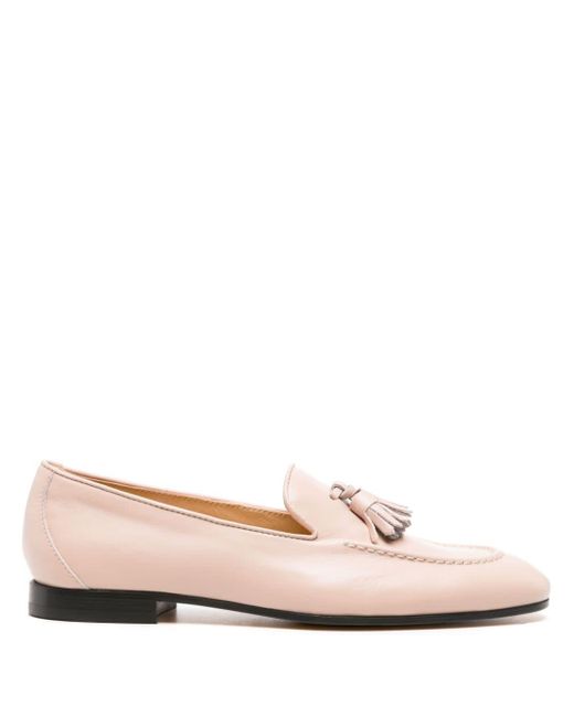 Doucal's Pink Tassel-detail Leather Loafers