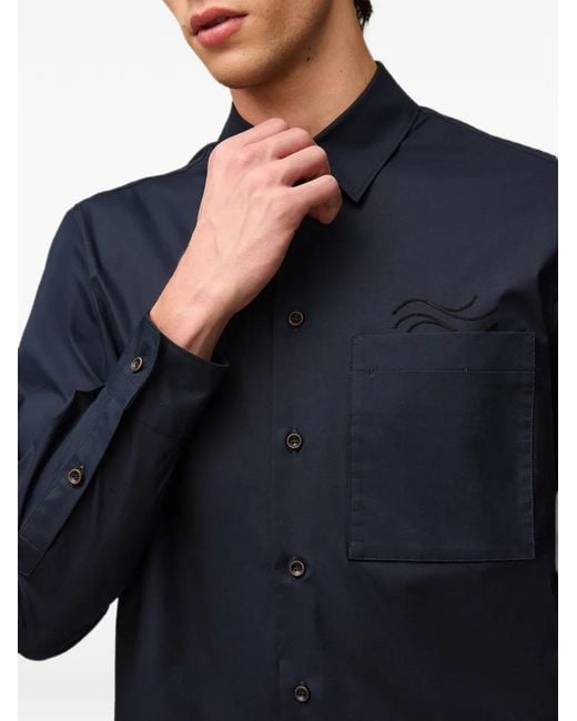 RETORI Black Embroidered Chest-Pocket Shirt for men