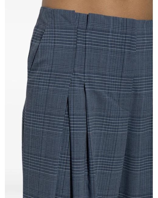 IRO Blue Check-Pattern Pleated Trousers