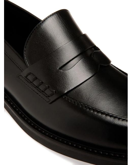 Bally Black Penny-Slot Leather Loafers