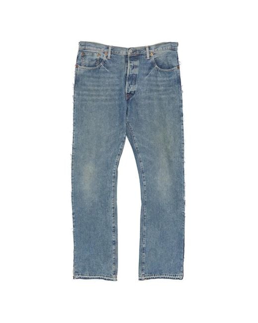PROTOTYPES Blue Frayed Straight-Leg Jeans for men