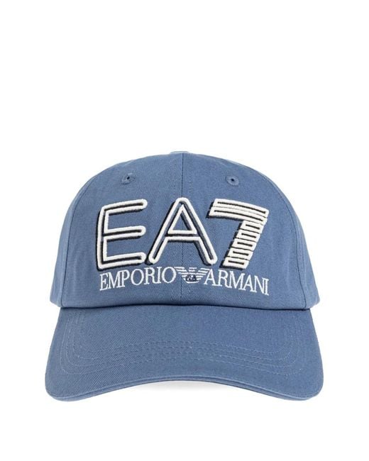 EA7 Blue Logo-Embroidered Cotton Baseball Cap