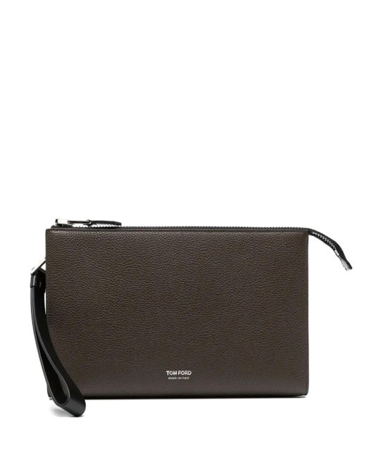 メンズ Tom Ford カーフレザー クラッチバッグ Brown
